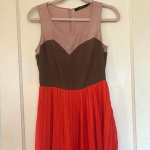 Ark & Co sz S orange nude tan dress flowy